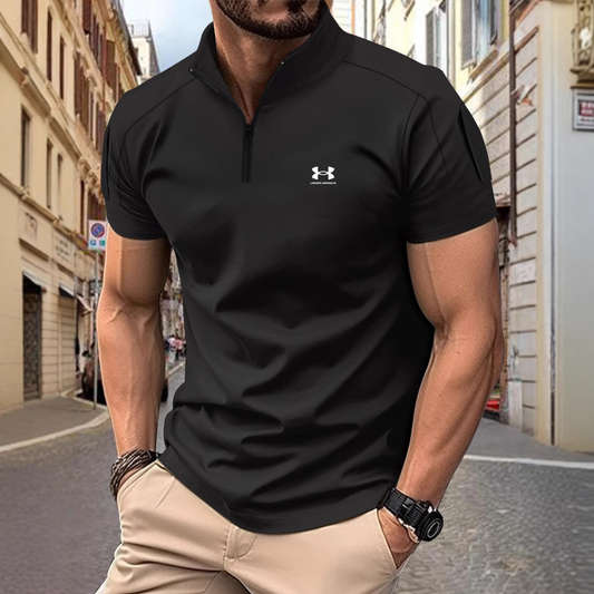🔥Spring/Summer Casual Stand Collar Solid Color Short-Sleeve Polo Shirt - Limited-time 50% off
