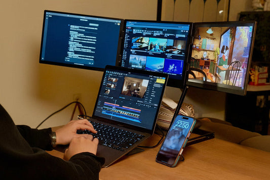 Foldable Triple Portable Monitor, Laptop 3-Screen Extender